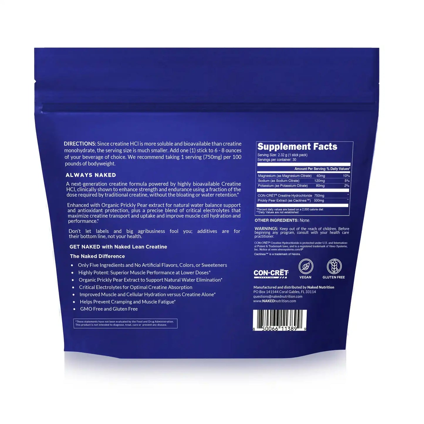Creatine HCl Travel Packets | Naked Lean Creatine - 30 Servings
