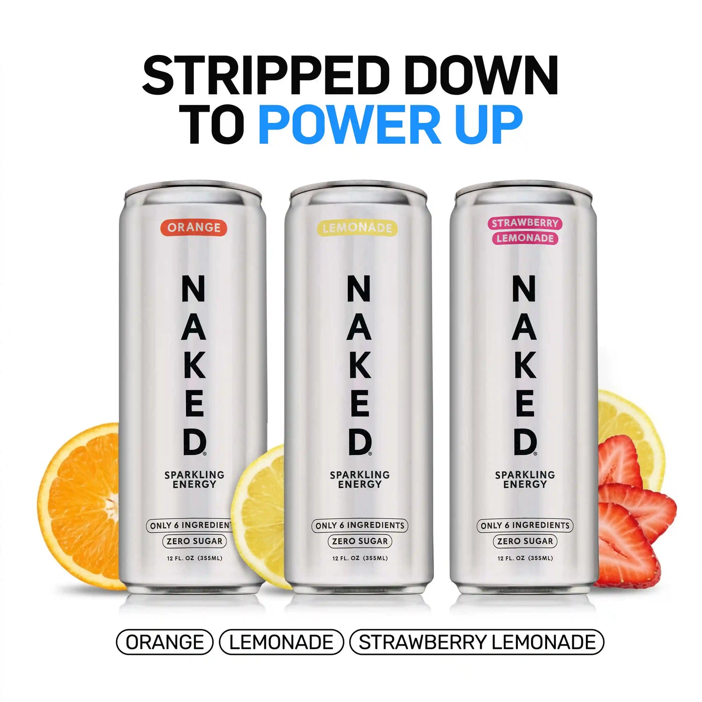 Strawberry Lemonade Naked Sparkling Energy | Clean Energy Drink - 12 Cans