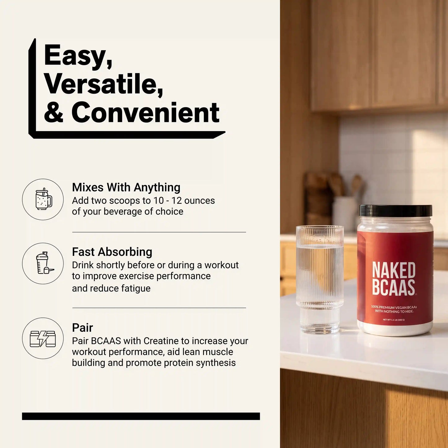 Branched Chain Amino Acids | Naked BCAAs - 100 Servings
