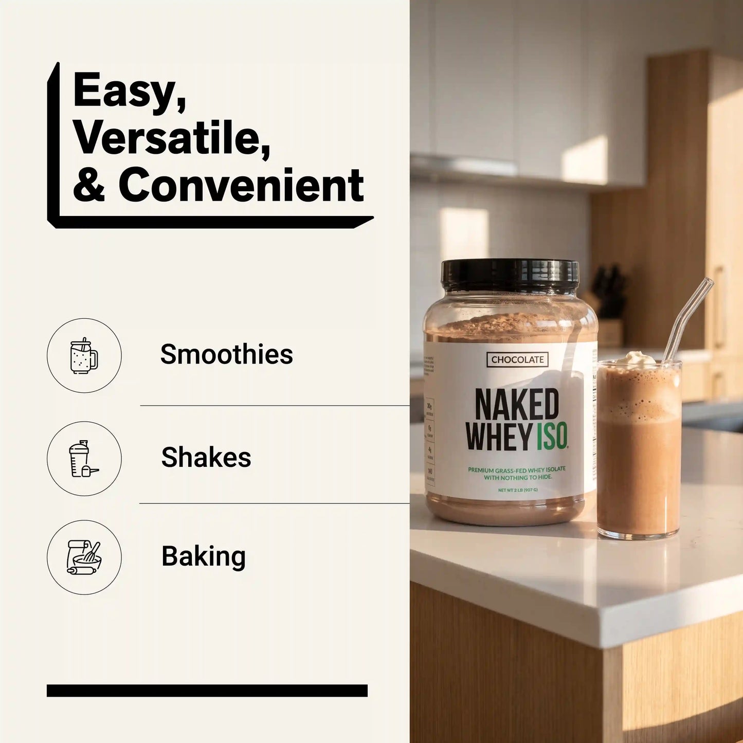 Chocolate Grass-Fed Whey Isolate Protein Powder | Naked Whey Isolate - 2LB