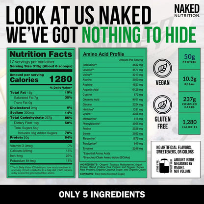 Chocolate Vegan Mass Gainer Supplement | Naked Vegan Mass - 12LB