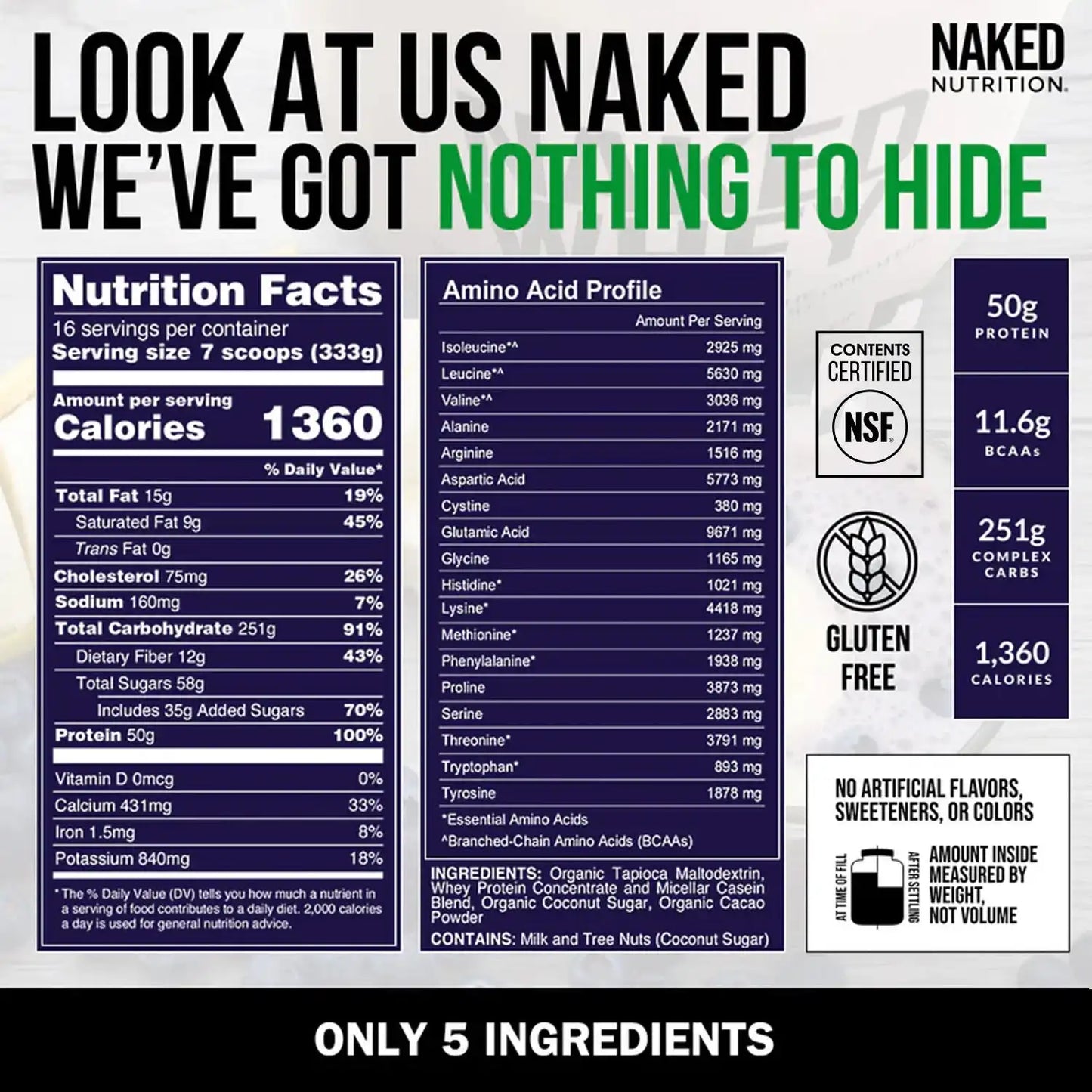 Chocolate Mass Gainer Protein Supplement | Naked Chocolate Mass - 12LB