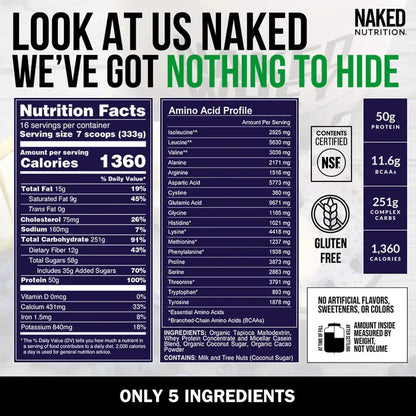 Chocolate Mass Gainer Protein Supplement | Naked Chocolate Mass - 12LB