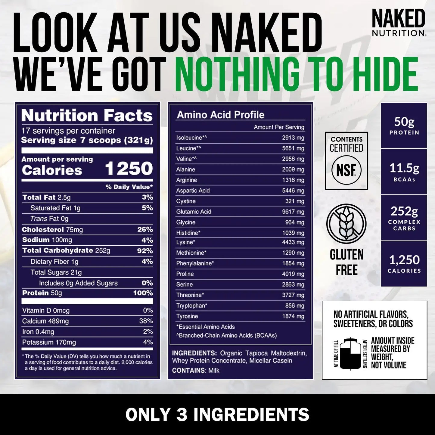 Mass Gainer Protein Supplement | Naked Mass - 12LB