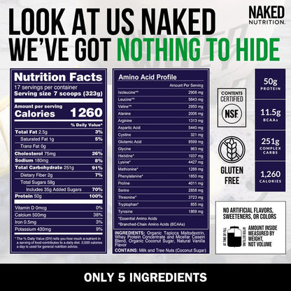 Vanilla Mass Gainer Protein Supplement | Naked Vanilla Mass - 12LB
