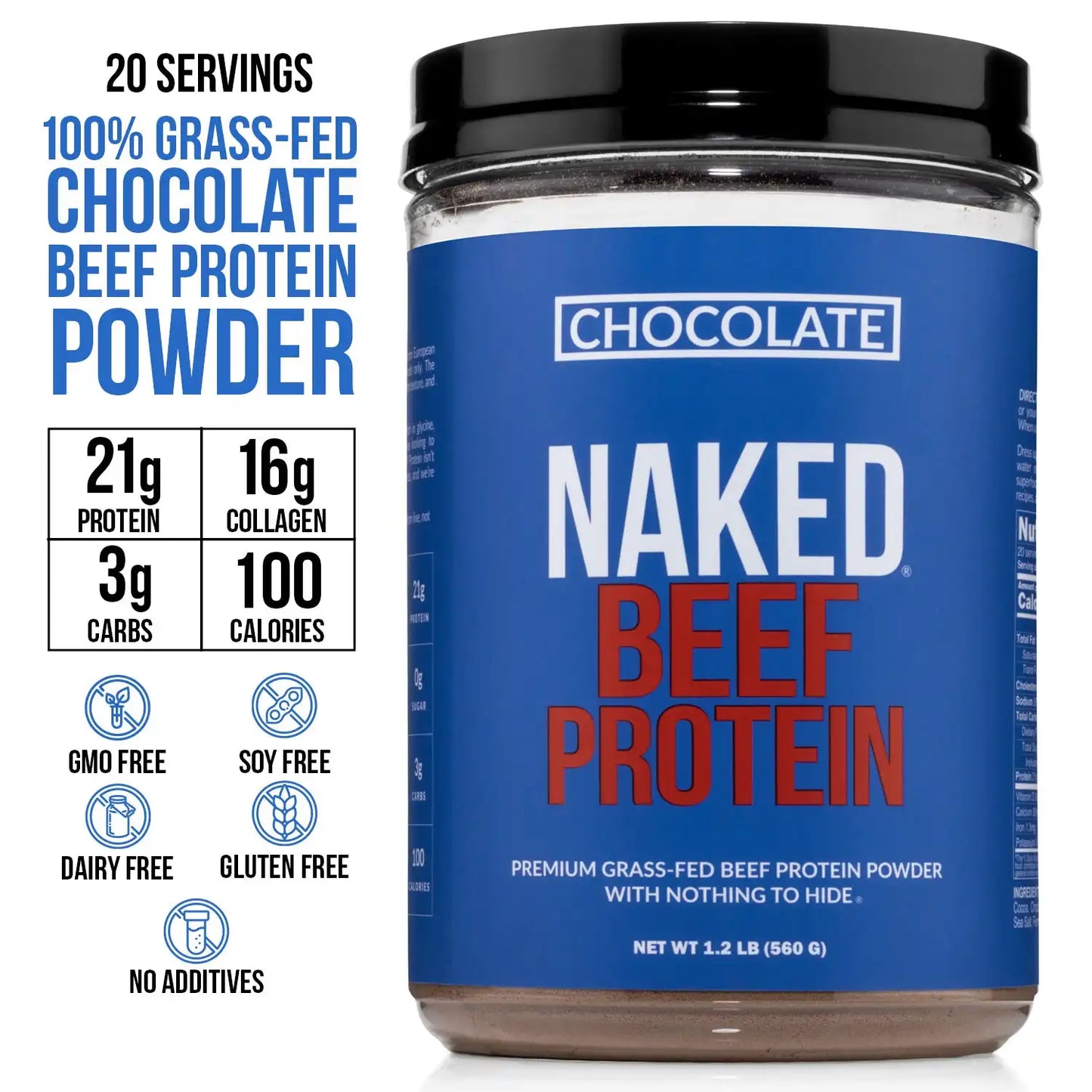 Chocolate Beef Protein Powder | Naked Chocolate Beef Protein - 1.2LB