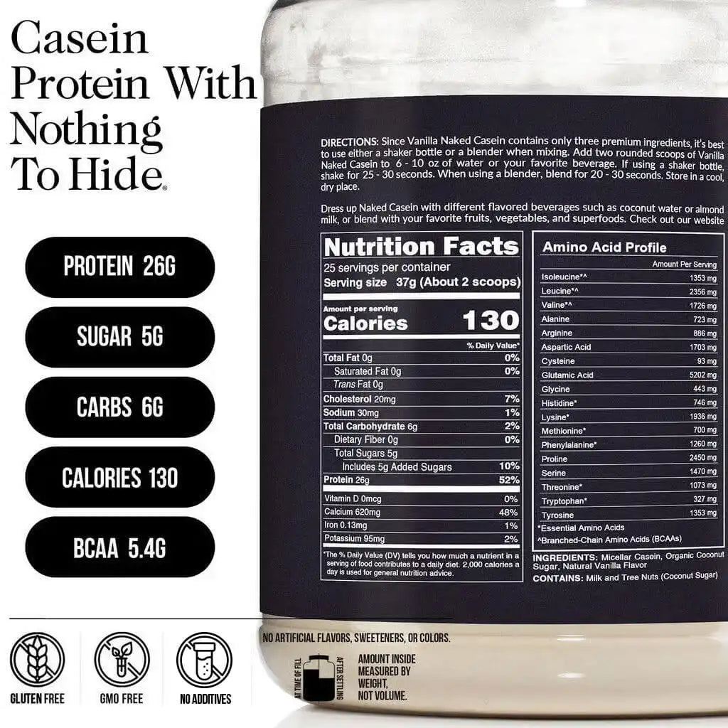 Vanilla Casein Protein Powder | Naked Vanilla Casein - 2LB