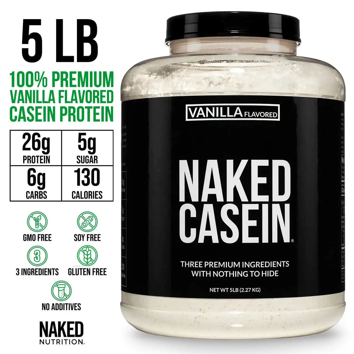 Vanilla Casein Protein Powder | Naked Vanilla Casein - 5LB