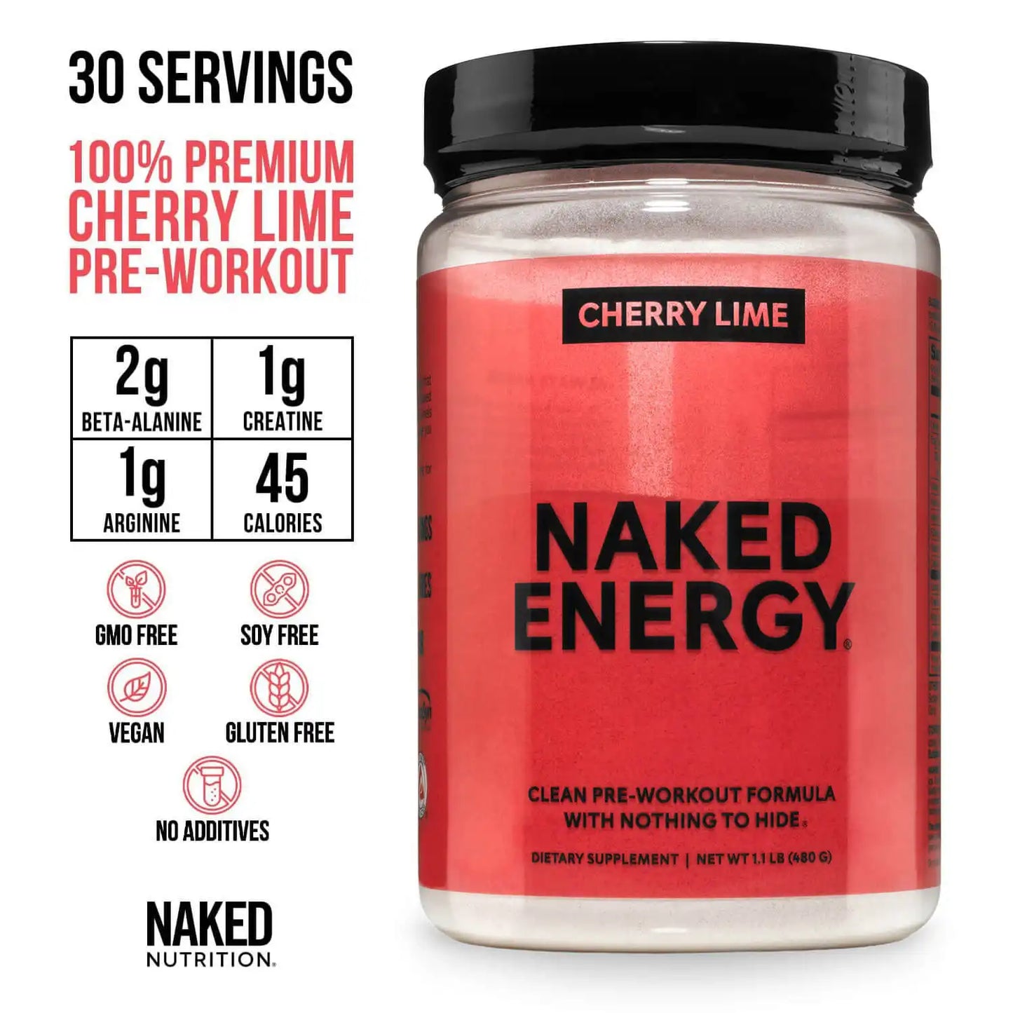 Cherry Lime Pre Workout Supplement | Naked Energy - 30 Servings