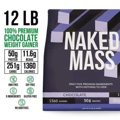 Chocolate Mass Gainer Protein Supplement | Naked Chocolate Mass - 12LB