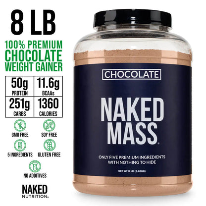 Chocolate Mass Gainer Protein Supplement | Naked Chocolate Mass - 8LB