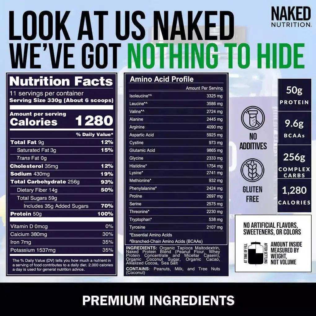 Chocolate Peanut Butter Mass Gainer Protein Supplement | Naked Mass - 8LB