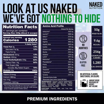 Chocolate Peanut Butter Mass Gainer Protein Supplement | Naked Mass - 8LB