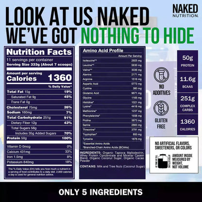 Chocolate Mass Gainer Protein Supplement | Naked Chocolate Mass - 8LB