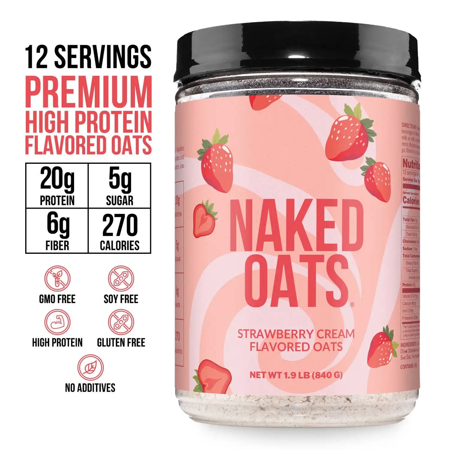 Strawberry Cream Protein Oats | Naked Oats