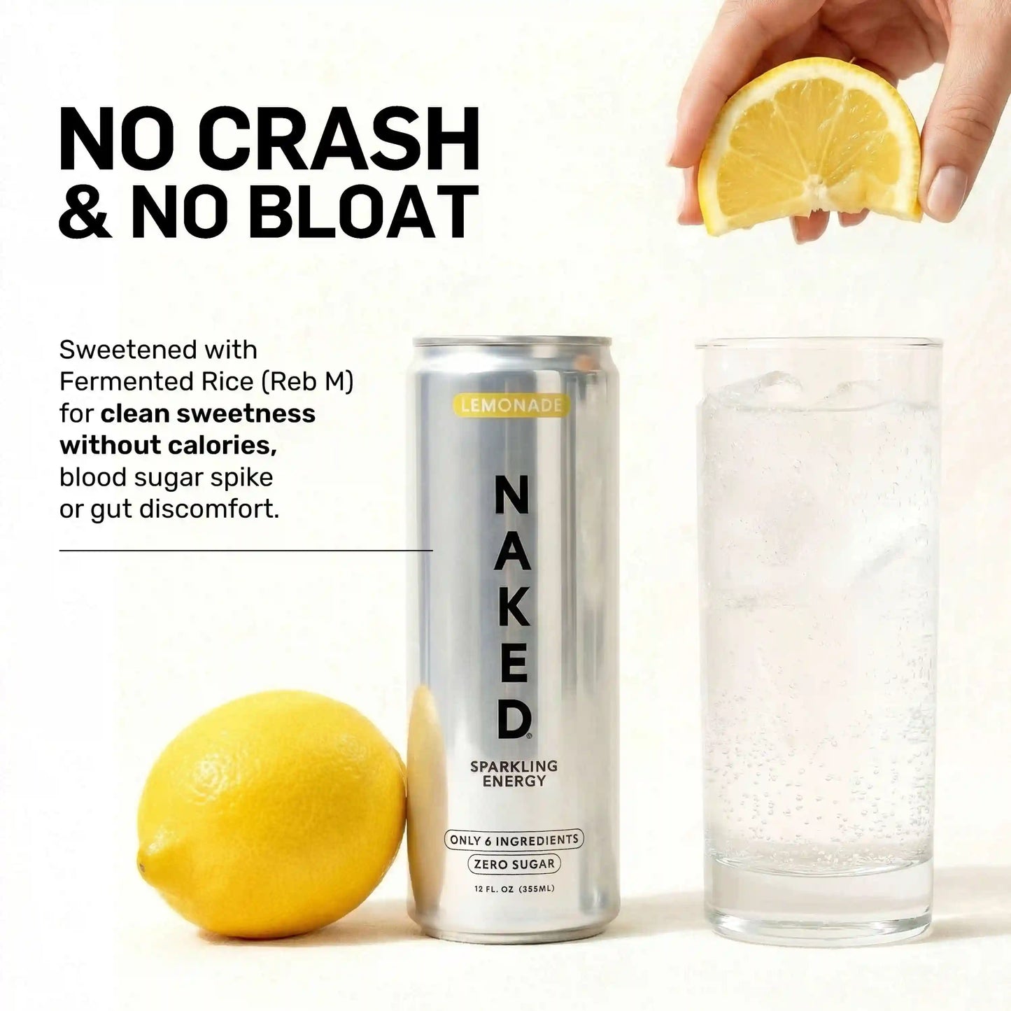 Lemonade Naked Sparkling Energy | Clean Energy Drink - 12 Cans