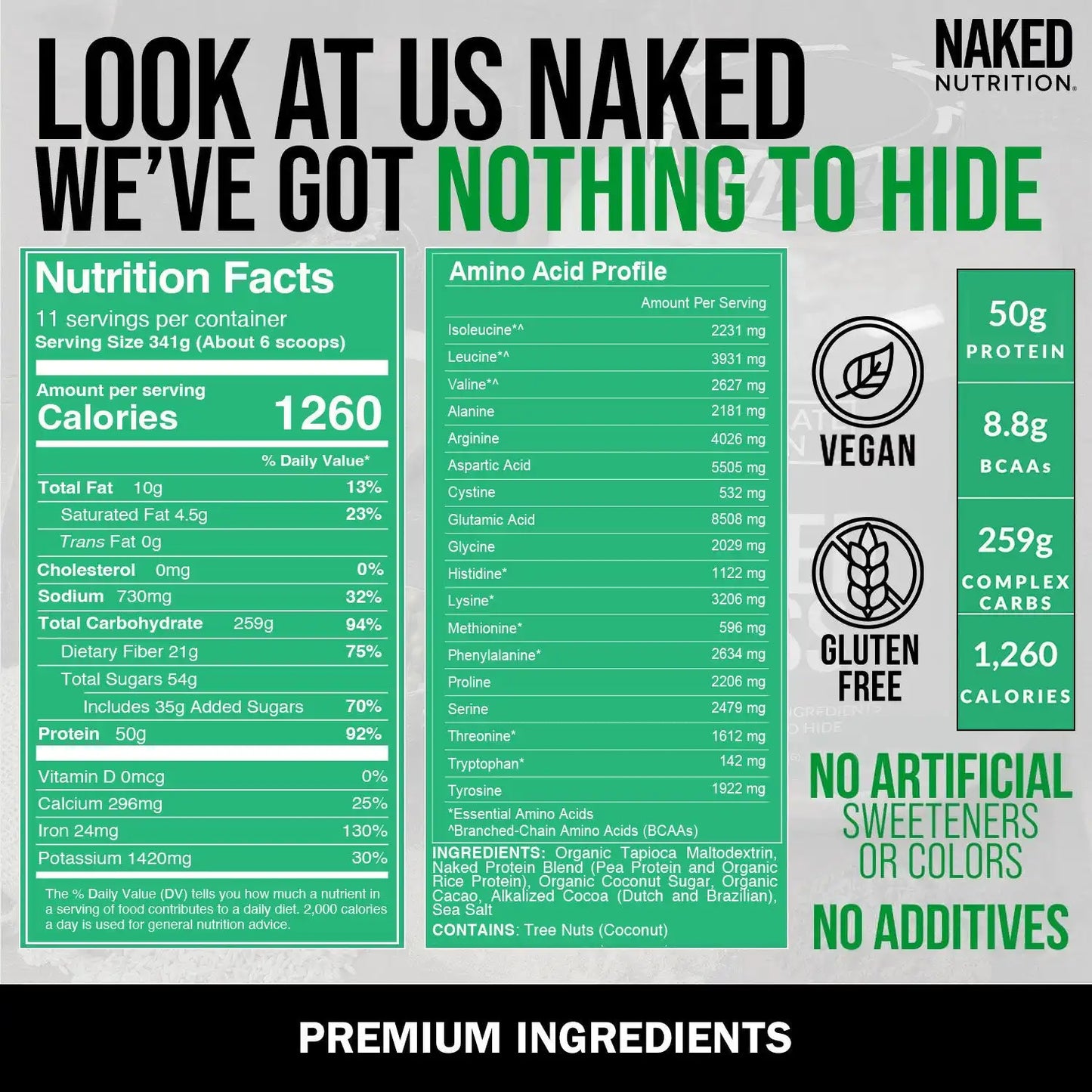 Double Chocolate Vegan Mass Gainer Supplement | Naked Vegan Mass - 8LB