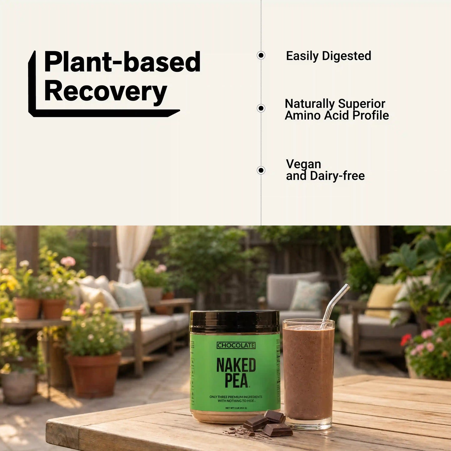Chocolate Pea Protein Powder | Naked Chocolate Pea - 1LB
