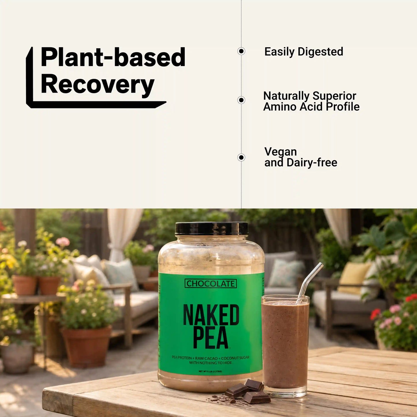 Chocolate Pea Protein Powder | Naked Chocolate Pea - 5LB