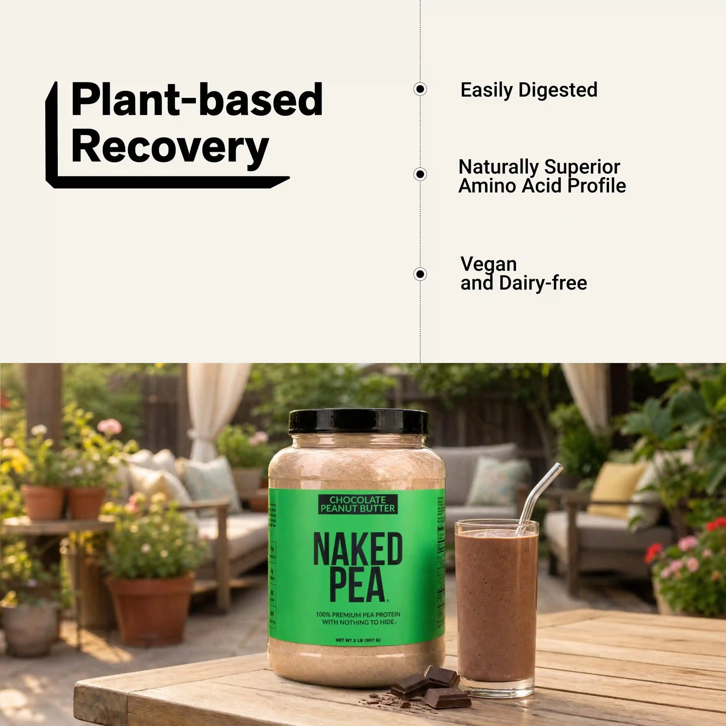 Chocolate Peanut Butter Pea Protein Powder | Naked Pea - 2LB
