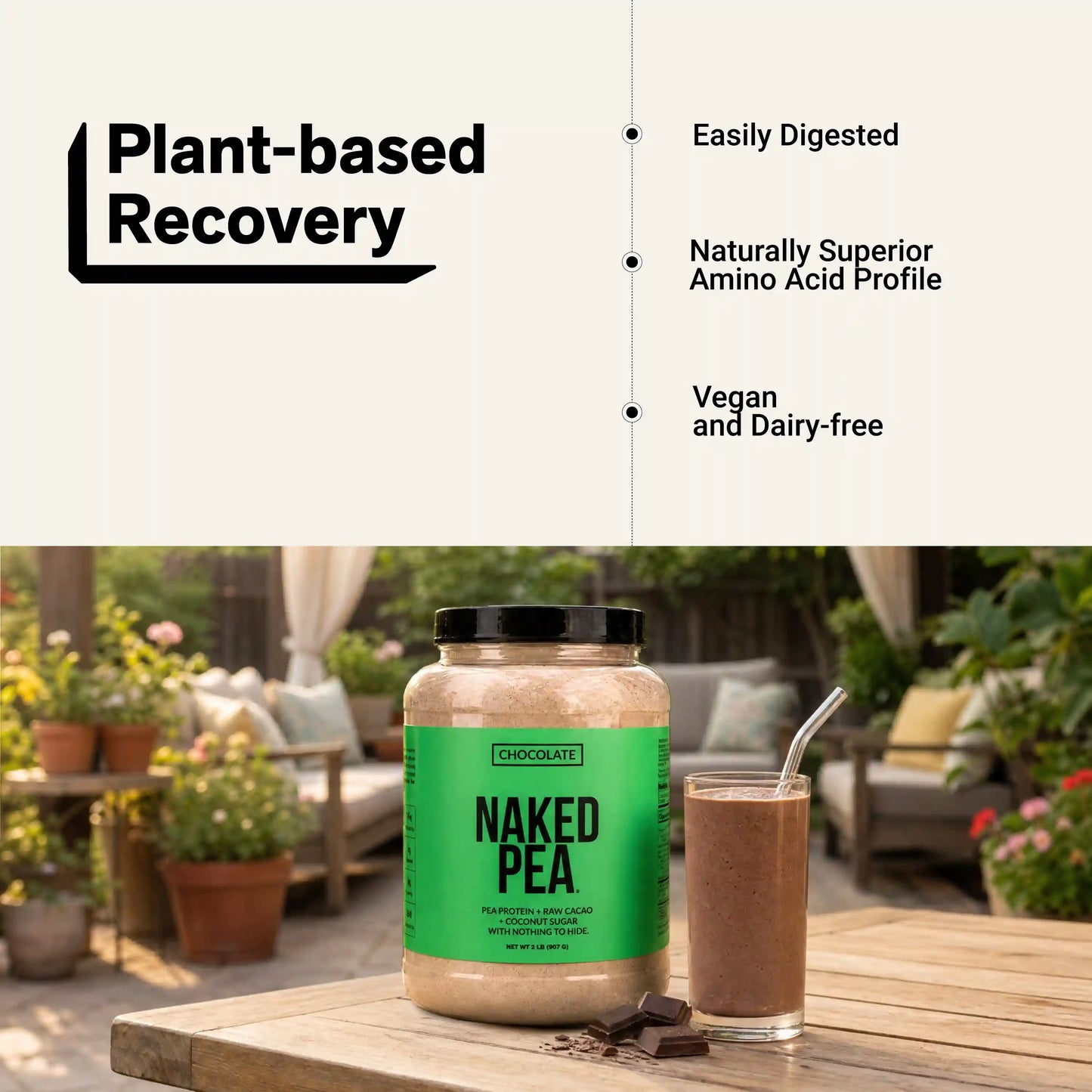 Chocolate Pea Protein Powder | Naked Chocolate Pea - 2LB