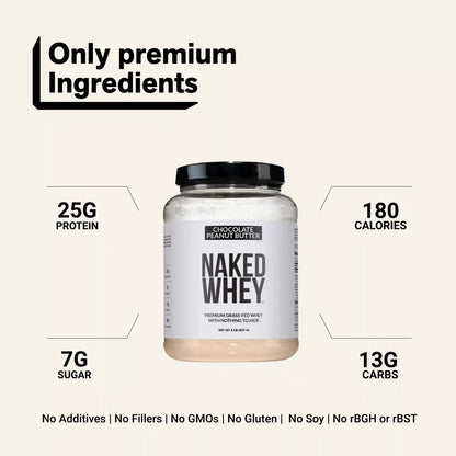 Chocolate Peanut Butter Whey Protein Powder 2LB | Naked Whey - 2LB