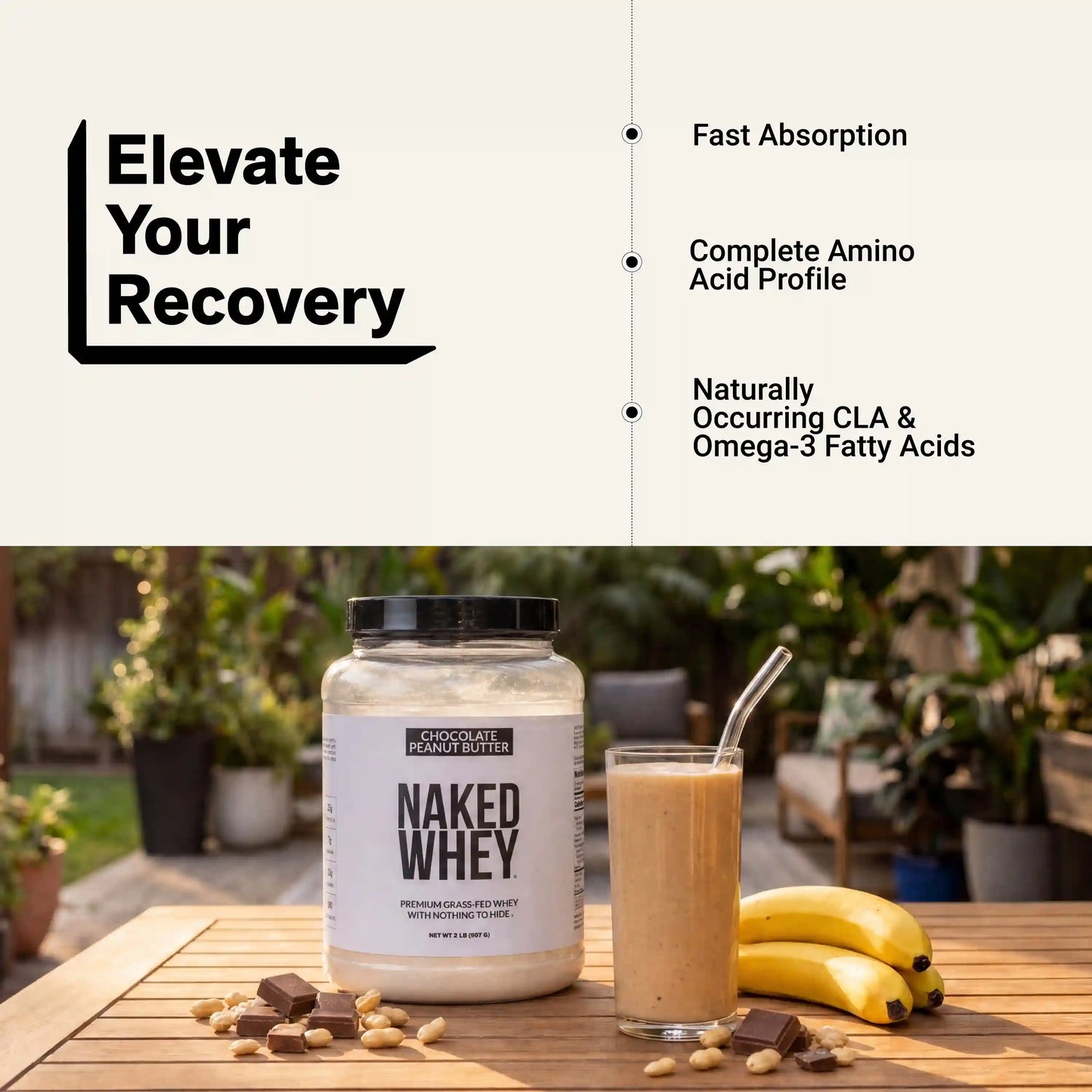 Chocolate Peanut Butter Whey Protein Powder 2LB | Naked Whey - 2LB