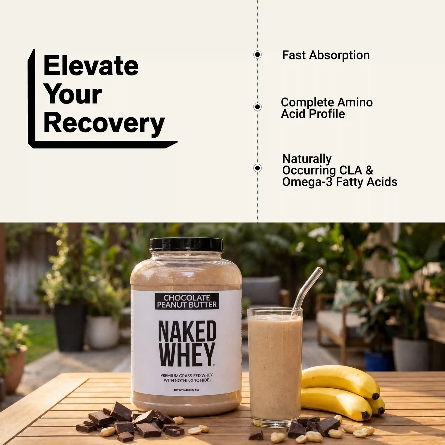 Chocolate Peanut Butter Whey Protein Powder | Naked Whey - 5LB