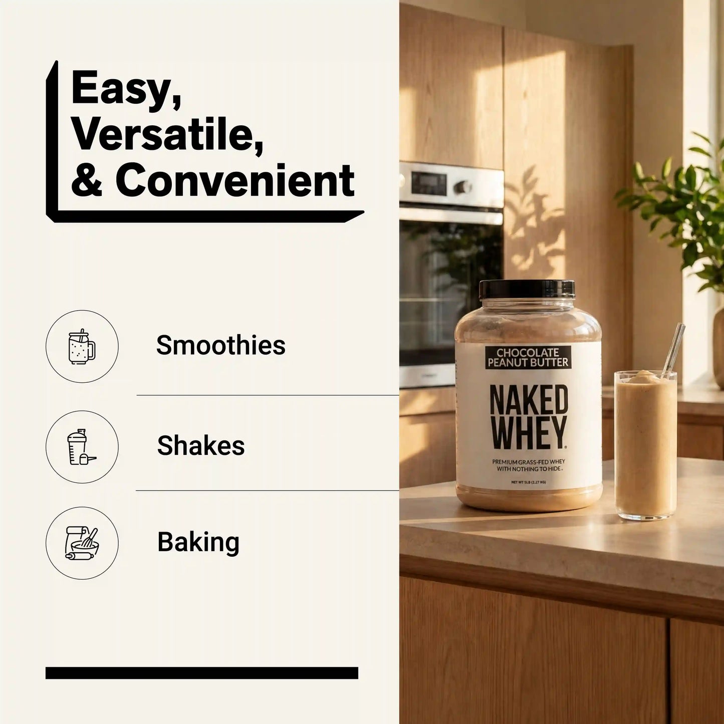 Chocolate Peanut Butter Whey Protein Powder | Naked Whey - 5LB