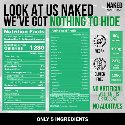Chocolate Vegan Mass Gainer Supplement | Naked Vegan Mass - 8LB