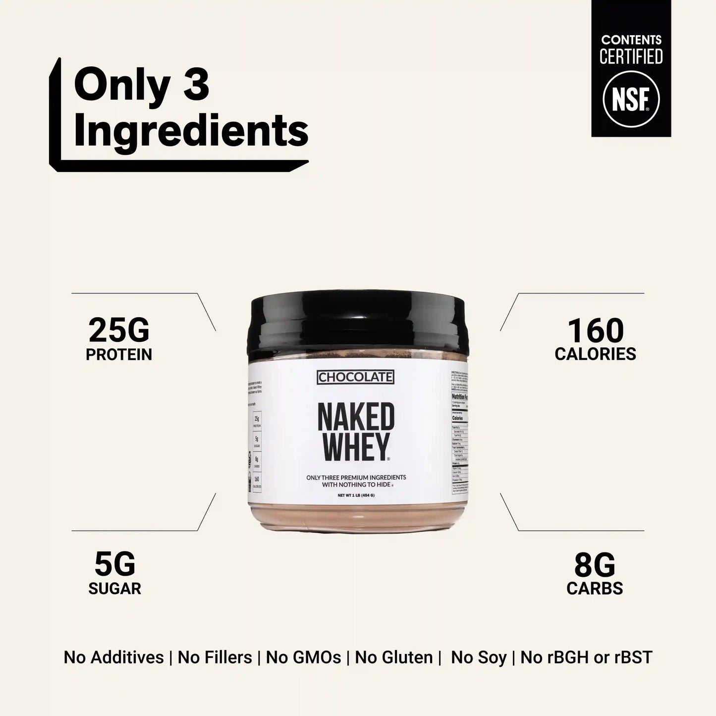 Chocolate Whey Protein Powder 1lb | Naked Chocolate Whey - 1LB