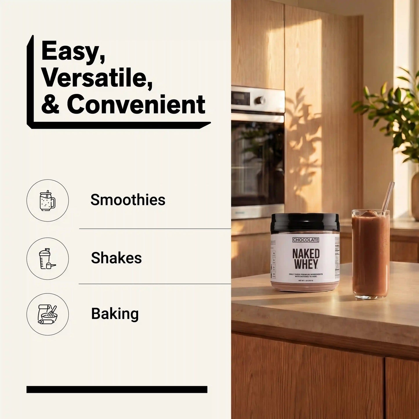 Chocolate Whey Protein Powder 1lb | Naked Chocolate Whey - 1LB