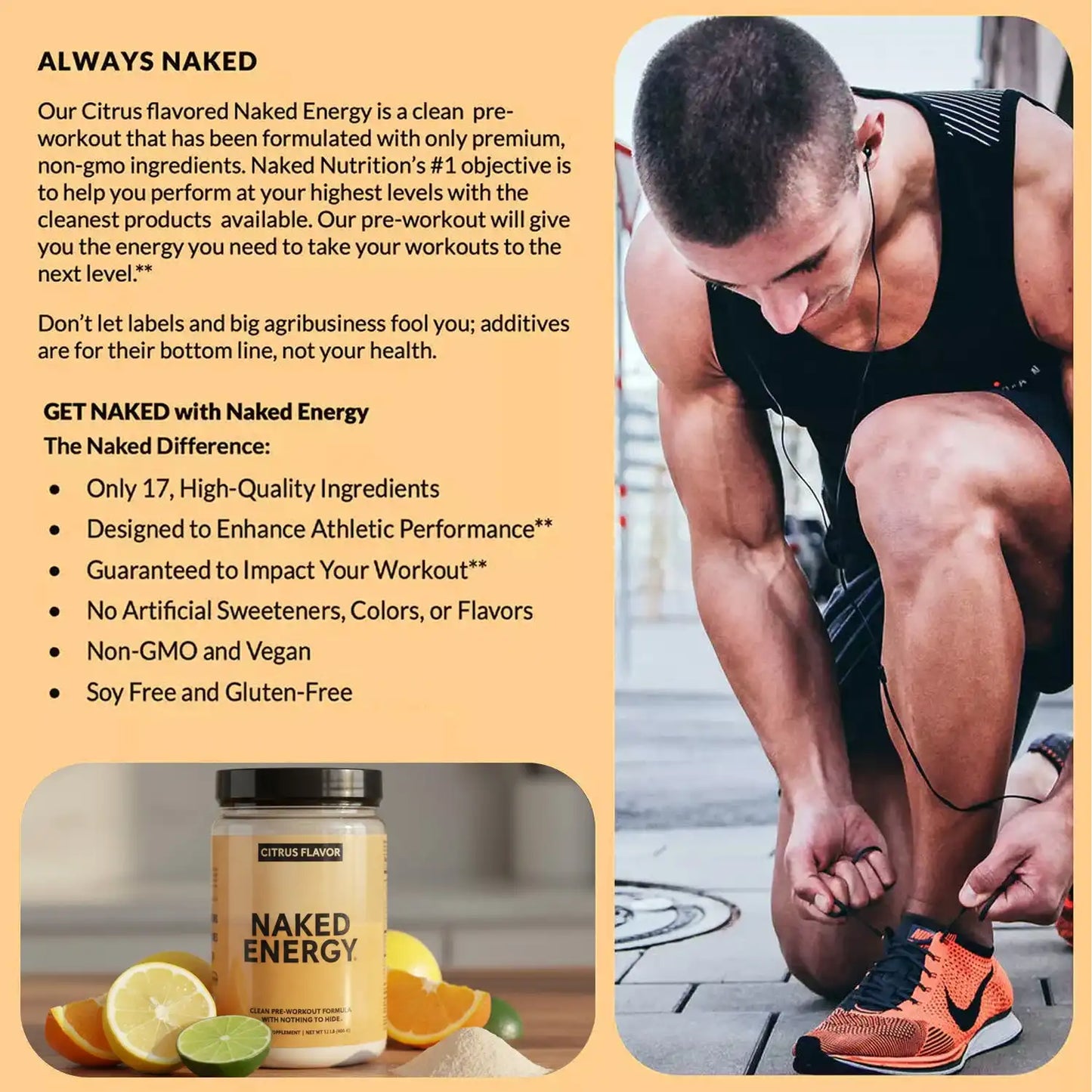 Citrus Pre Workout Supplement | Naked Energy - 30 Servings