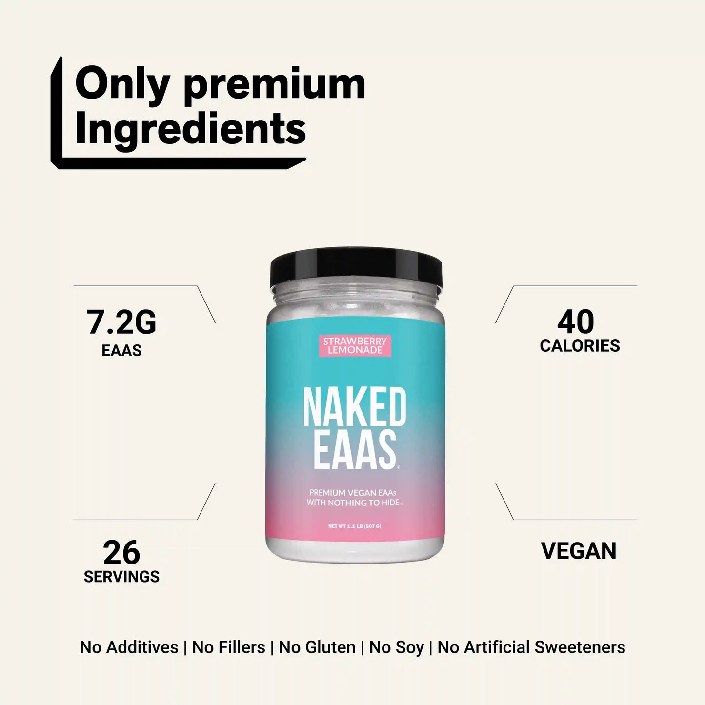 Strawberry Lemonade Essential Amino Acids Supplement | Naked EAAs - 26 Servings