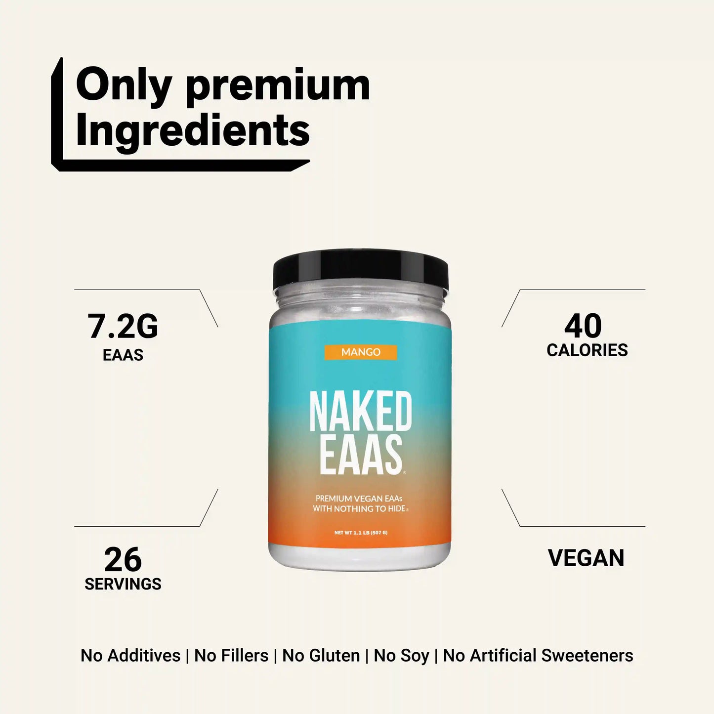 Mango Essential Amino Acids Supplement | Naked EAAs - 26 Servings