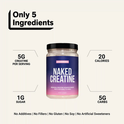 Strawberry Creatine Monohydrate Powder | Naked Creatine - 2.2LB