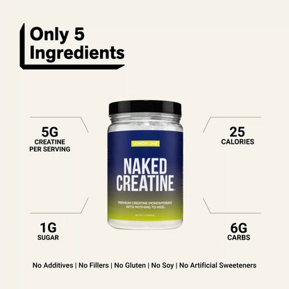 Lemon Lime Creatine Monohydrate Powder | Naked Creatine - 1.1LB