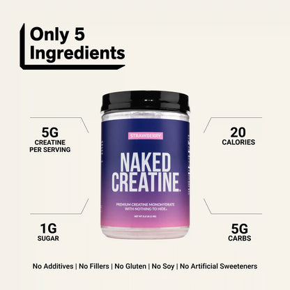 Strawberry Creatine Monohydrate Powder | Naked Creatine - 1.1LB