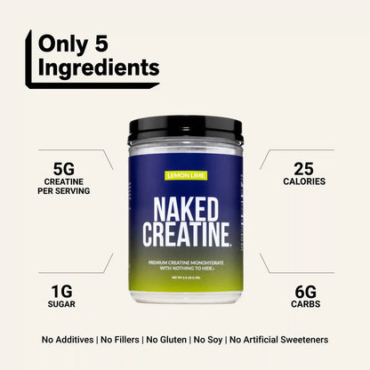 Lemon Lime Creatine Monohydrate Powder | Naked Creatine - 2.2LB