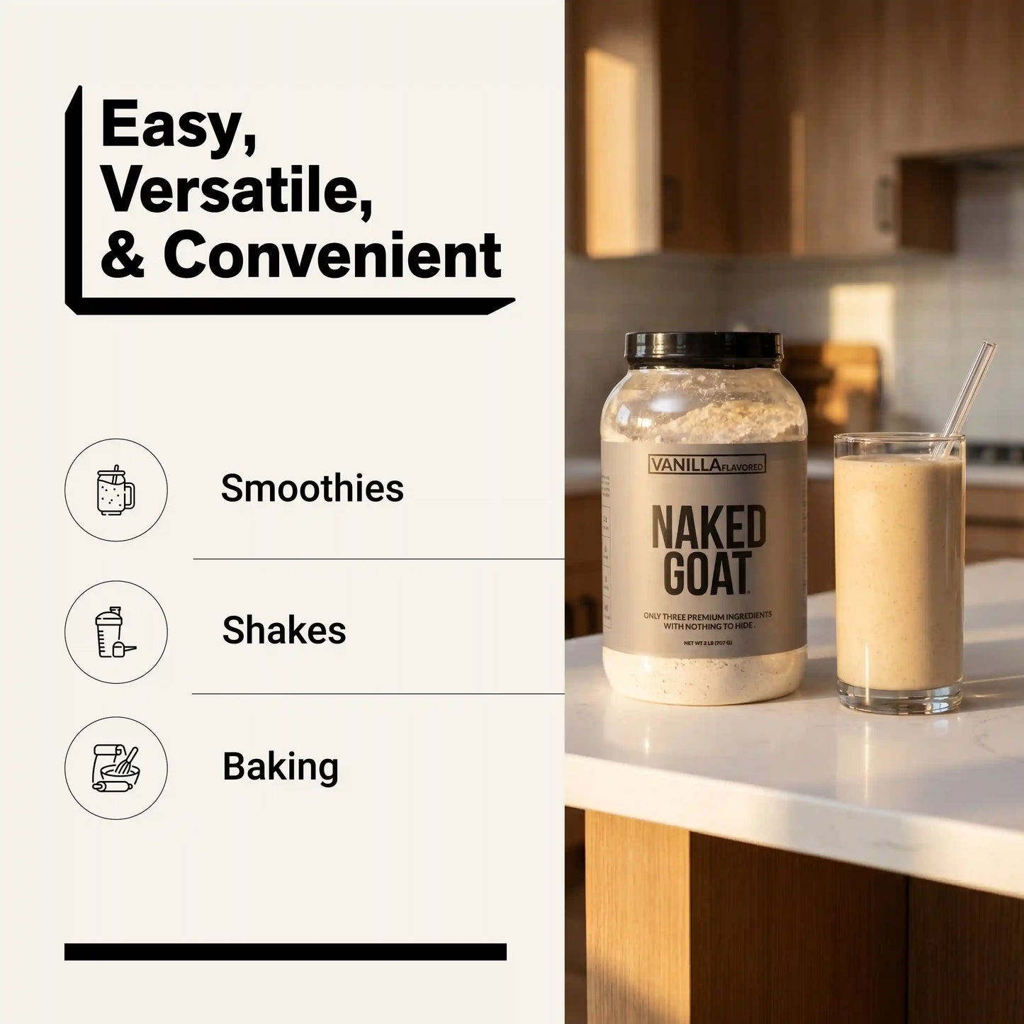 Vanilla Goat Whey Protein Powder | Naked Goat - 2lb