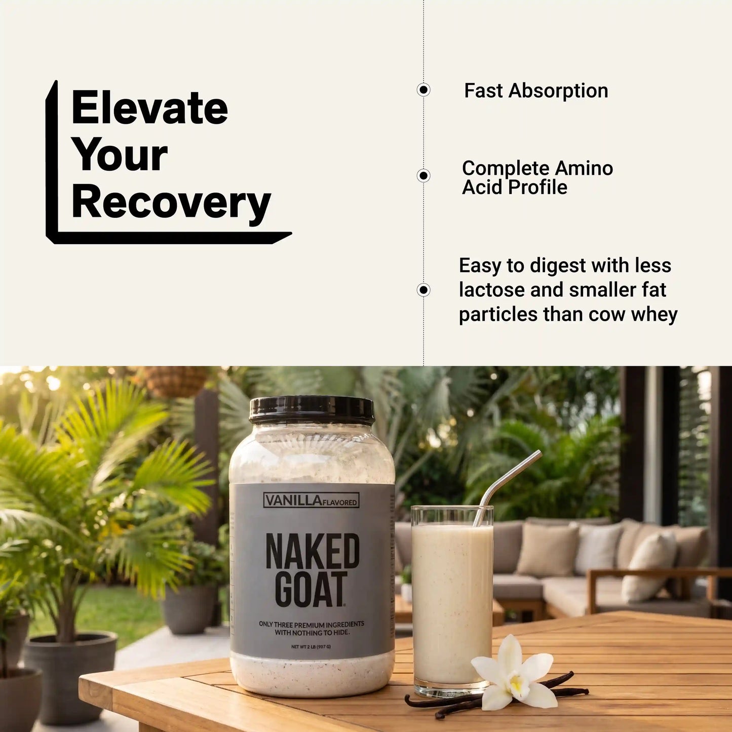 Vanilla Goat Whey Protein Powder | Naked Goat - 2lb