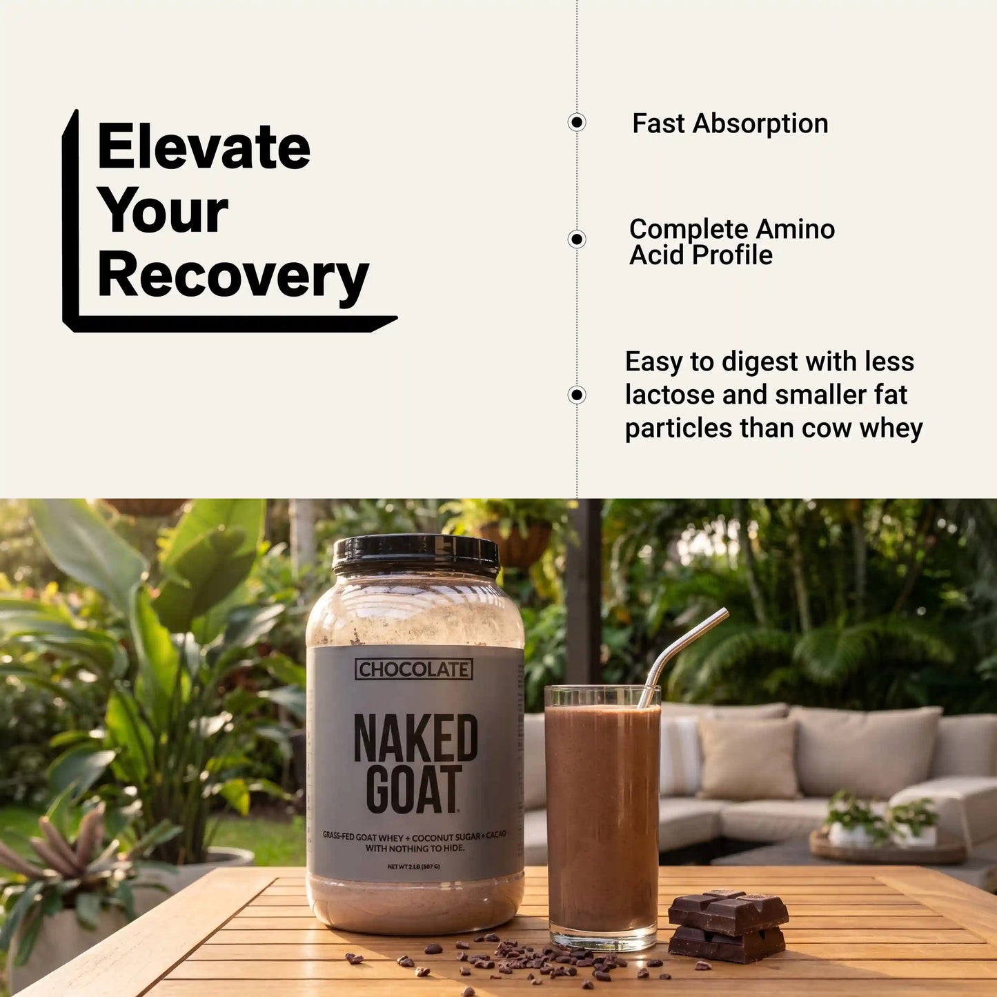 Chocolate Goat Whey Protein Powder | Naked Goat - 2lb