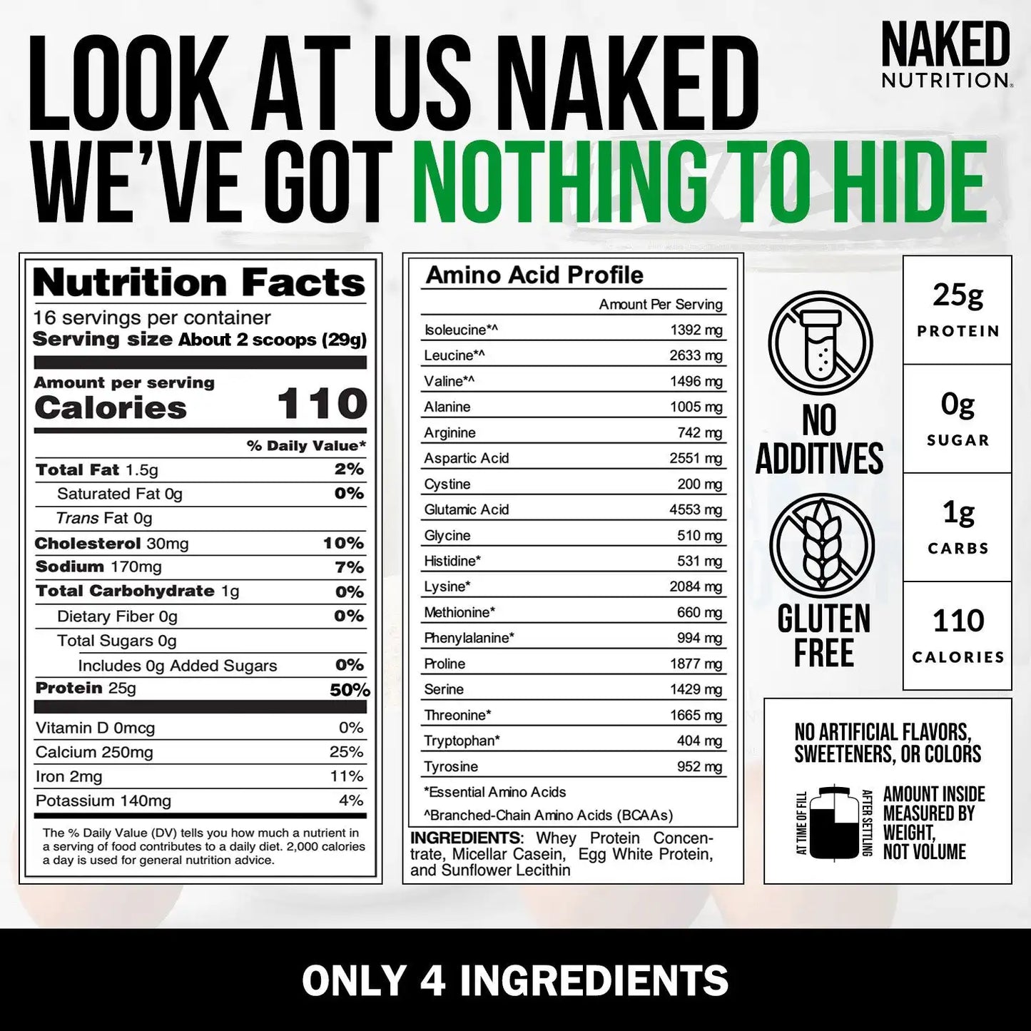 Protein Powder Blend - 1LB Egg, Whey & Casein Protein Blend | Naked Protein - 1lb