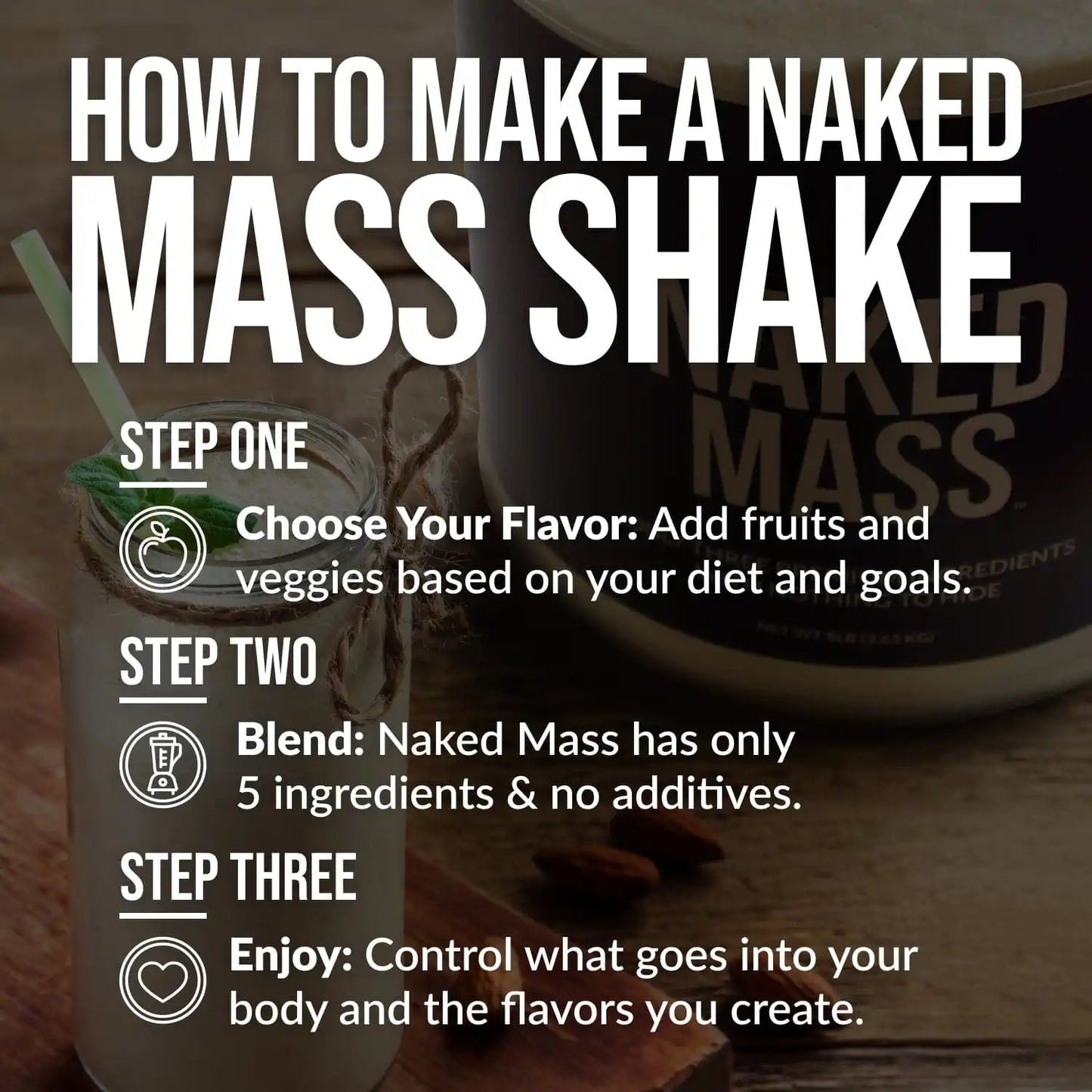 Vanilla Mass Gainer Protein Supplement | Naked Vanilla Mass - 8LB
