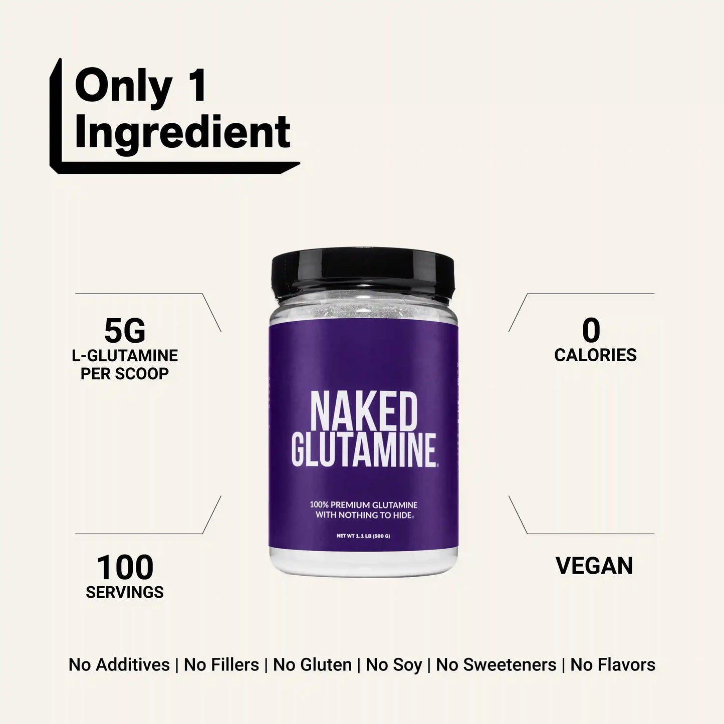 Glutamine Powder | Naked Glutamine 500g