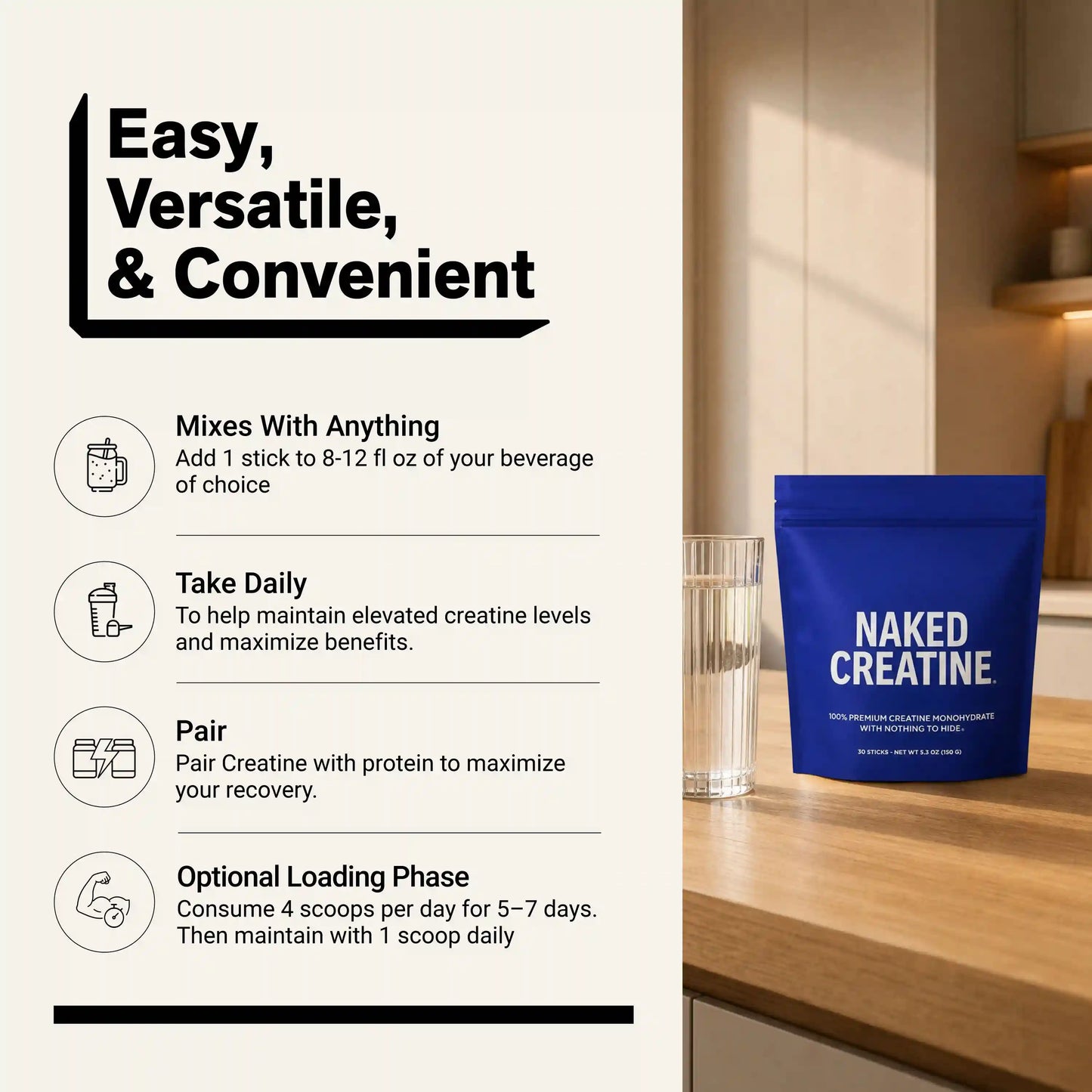 Creatine Travel Packets | Naked Creatine - 30 Servings