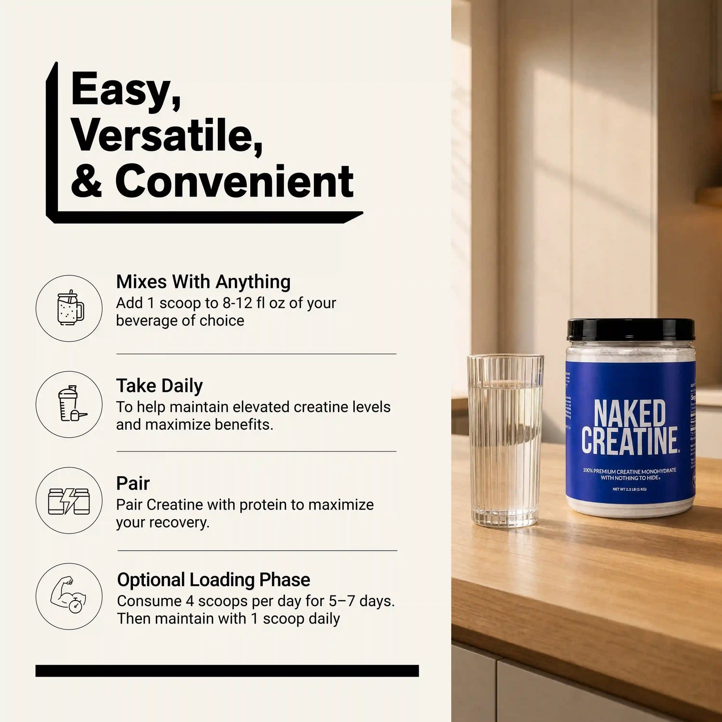 Creatine Monohydrate Powder | Naked Creatine - 2.2LB
