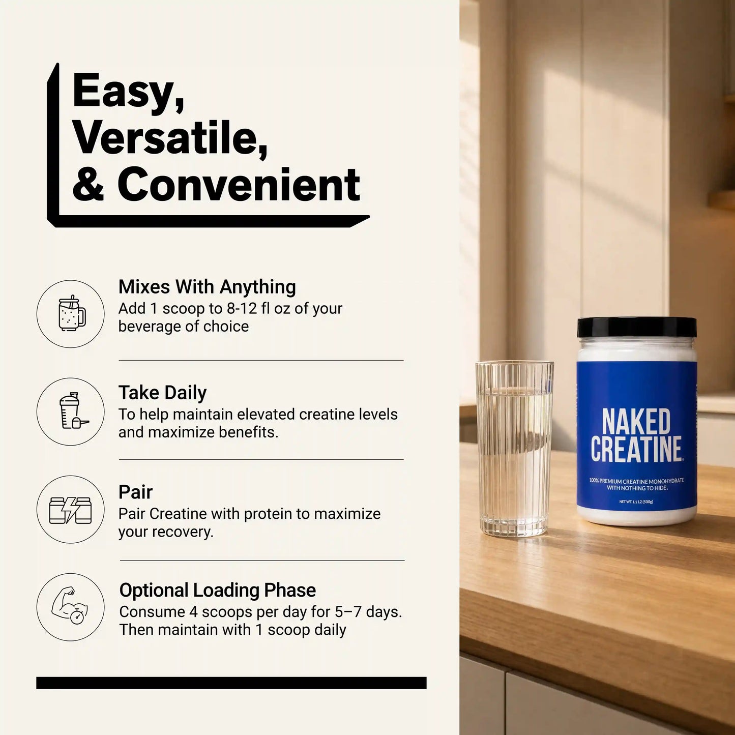 Creatine Monohydrate Powder | Naked Creatine - 1.1LB