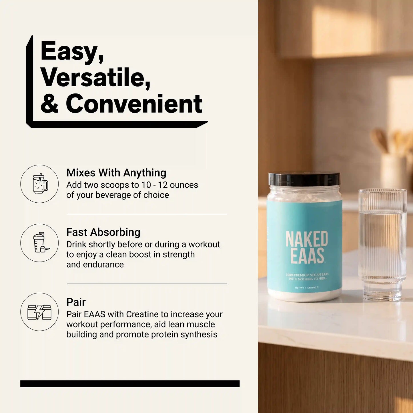Essential Amino Acids Supplement | Naked EAAs - 50 Servings