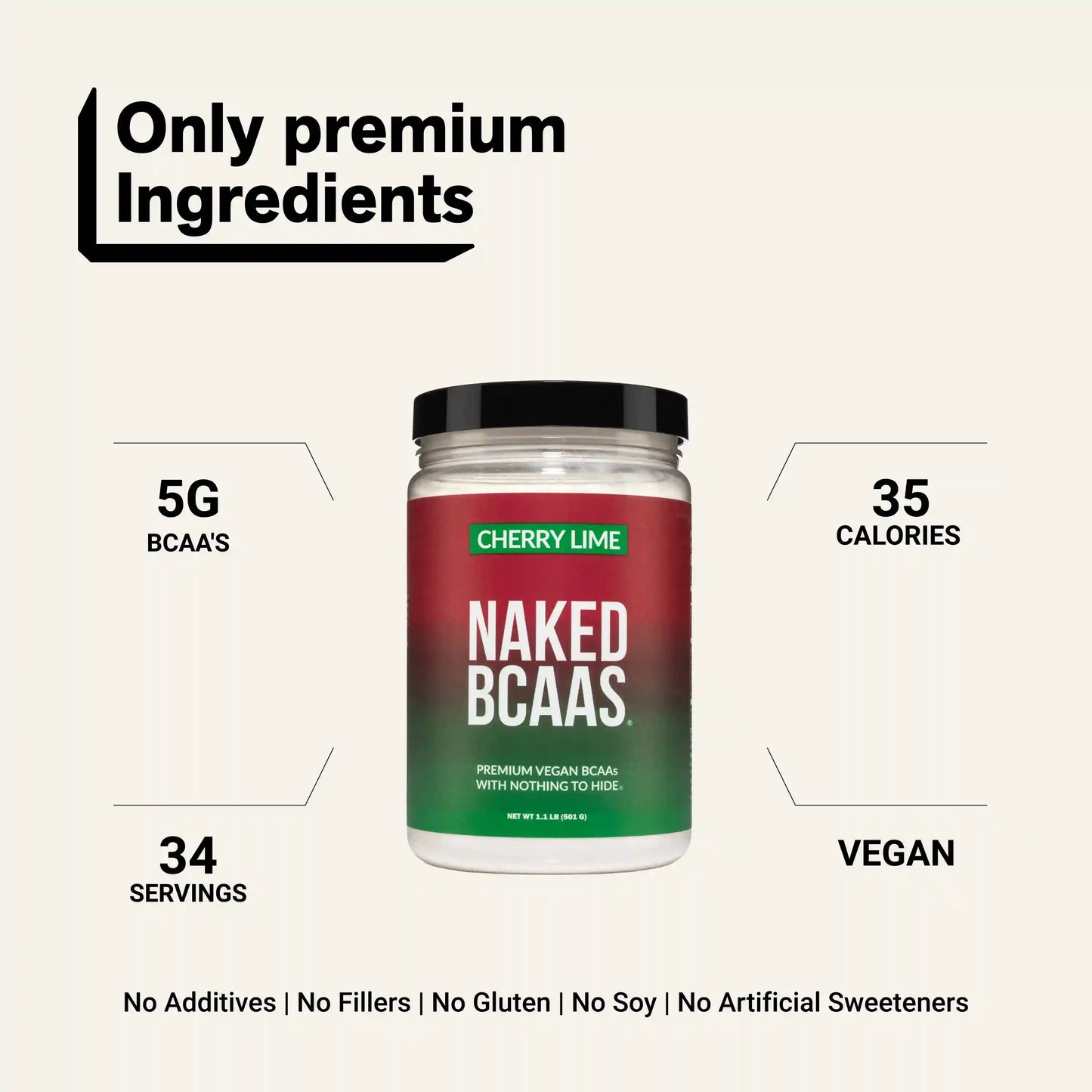Cherry Lime Branched Chain Amino Acids | Naked BCAAs - 34 Servings